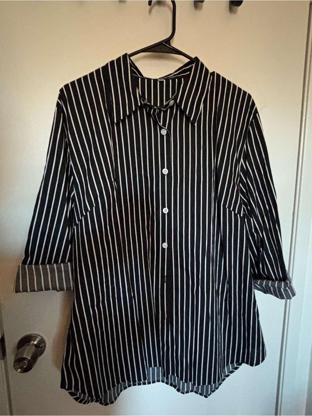 Black & White Vertical Stripe Shirt